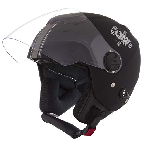 Pro Tork Capacete New Atomic Skull RideRosa Fosco 56 Preto/Prata
