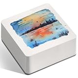 FLUNBRATO 80 Sheets Mini Watercolor Paper Pads, 3.5 x 3.5 Inch, 100% Cotton, Hot Press Acid Free Tiny Travel Watercolor Notebooks, Two-Edge Glue Binding Compact Mixed Media for Painting