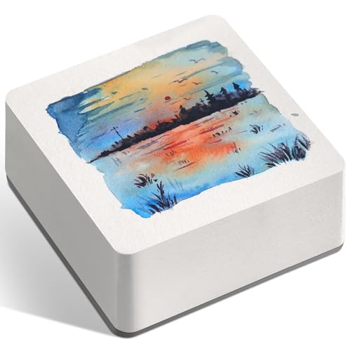 FLUNBRATO 80 Sheets Mini Watercolor Paper Pads, 3.5 x 3.5 Inch, 100% Cotton, Hot Press Acid Free Tiny Travel Watercolor Notebooks, Two-Edge Glue Binding Compact Mixed Media for Painting