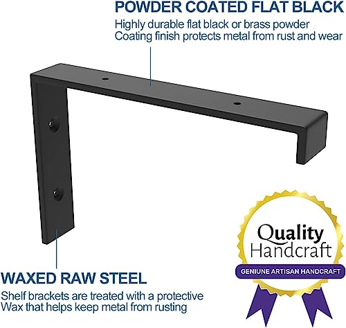 WEKIS Shelf Brackets 12 Inch, Strong Heavy Duty Floating Shelf Brackets Pack of 8, Industrial Metal Iron Matte Black Shelving Brackets 1/5 Inch Thick Brackets for Shelves 8 PCS by WEKIS - Image 6