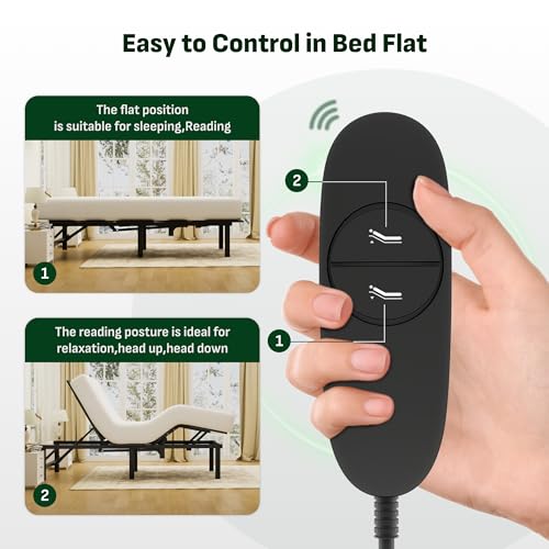 Image of Softa Queen Adjustable Bed Frame, Head & Foot Lift, Electric Bed Base with Remote Control, Whisper Quiet Motor, Oxford Fabric Bedspread, Mattress Holder, Easy Assembly
