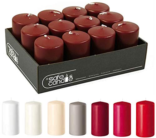 Bougies de cire rouge vieilli 10 cm lot de 12 pour couronne de l'Avent