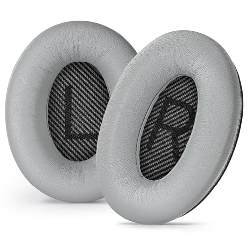 Aurivor Almohadillas de Cuero para Auriculares Bose QuietComfort QC-35 QC-35-ii QC-25 QC-15 QC-2, Cubiertas de Repuesto en Piel de Cordero para Ae2/Ae2i/Ae2W SoundLink SoundTrue Auriculares Circumaurales (Gris Plateado) miniatura 1