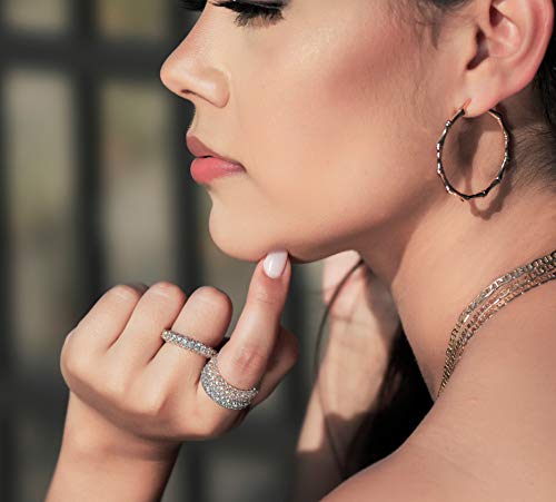 Barzel Womens 3 Row Eternity Ring Wedding Band 18k White Gold or Rose Gold Plated Cubic Zirconia Eternity Band Ring Jewelry3