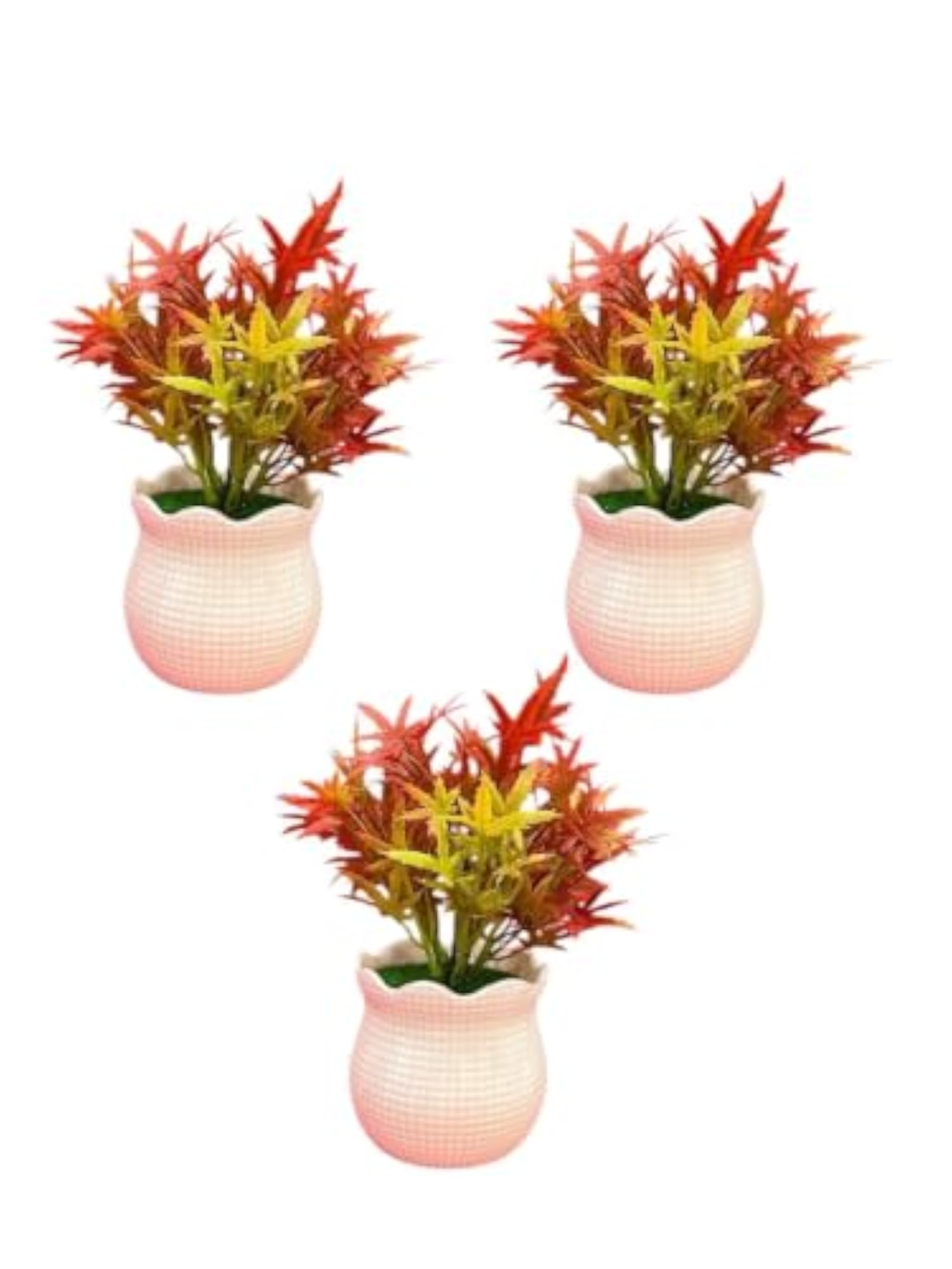 Artificial Red Maple Leaf Plant Pack of 3, Decorative Gift