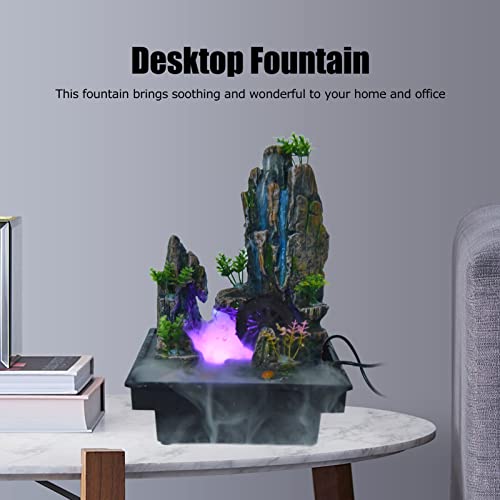 Desktop Waterfall Fountain, Resin Tabletop Fountains Rockery Water Fountain with Atomizer LED Light Relaxation Indoor Fountain for Home Office Zen Room(US) by 01 02 015 - Image 5