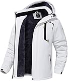 QPNGRP Mens Waterproof Ski Snowboard Jacket Windproof Winter Mountain Snow Coat White XX-Large