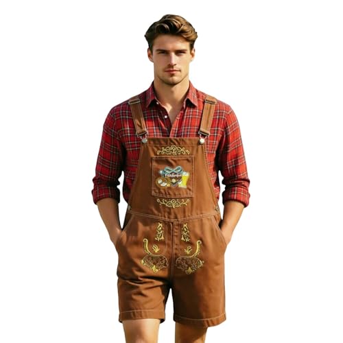 Lederhosen pour Hommes Pantalon en Cuir Traditionnel Marron Oktoberfest