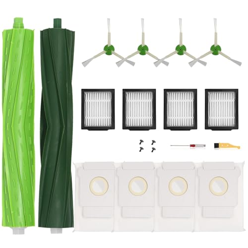 Image of Replacement Parts Compatible with iRobot Roomba I, E & J Series i7 i7+ j6+ j7 j7+ i3 i3+ i4 i4+ i6 i6+ i8 i8+ /Plus, 1 Set Rubber Brushes, 4 HEPA Filters, 4 Side Brushes, 4 Vacuum Bags