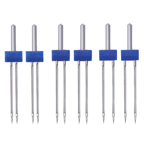 Lot de 6 aiguilles jumelées pour machine à coudre, double stretch, machine à coudre