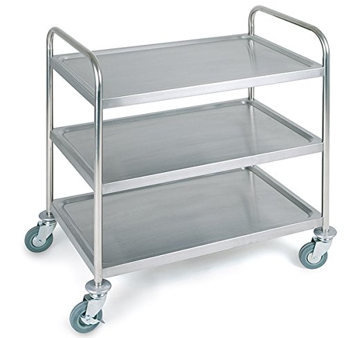 Precio werterCarro para servir de acero inoxidable, 3 Bordeaux, medidas aprox. 83 x 51 cm, distancia de embarque de embarque aprox. 26 cm, Capacidad de Carga 120 kg, ruedas91 x 59 x 93 cm | Sun |