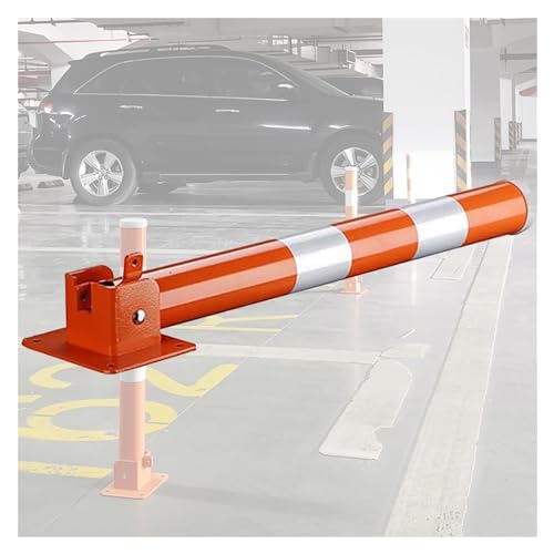 Generico Paletto di Sicurezza Pieghevole con Chiavi e Nastro Riflettente - Barriera Stradale in Acciaio Resistente per Un Controllo Sicuro del parcheggio in Aree ad Alto Traffico - Disponibile in Gri