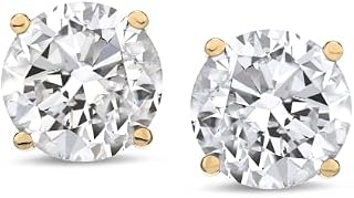 Amazon Collection 14K Gold Round-Cut Diamond Stud Earrings (1/4-2 cttw, J-K Color, I2-I3 Clarity)