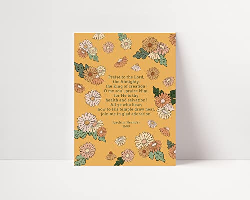 Praise To The Lord The Almighty Hymn Wall Art, Retro Christian Wall Art, Fine Art Print Or Standard Print, Made In The Usa (Giclee Fine Art Print, 8X10 Inches) #TOP3