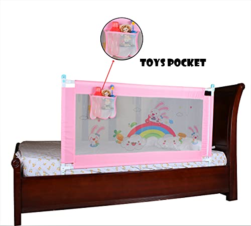 Image of VIC Kid Adjustable Baby Bedrail Guard for Toddlers /Bed Fence /Kids Safety /Portable and Adjustable Size (1.5, Pink (Rabbit))