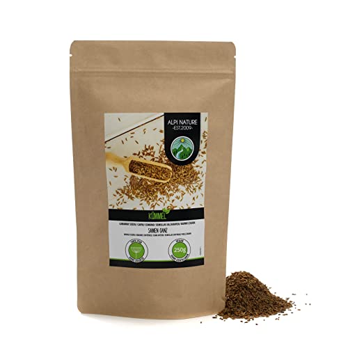 Semillas de alcaravea enteras (250g), semillas de alcaravea 100% naturales, especia de alcaravea naturalmente sin aditivos, veganas