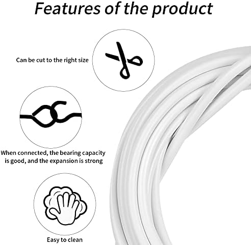 Chstarina 4m Net Curtain Wire White with 6 Hooks and 6 Eyes Hanging Cord Cable Kit Net Curtain Rods Multi-Purpose Voile Wire