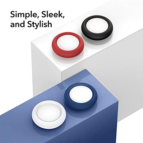 ESR Adhesive Tag Holder, Silicone Case Compatible with AirTag (2021), 4 Pack, Portable and Protective Stick-On Tag Cover, Blue/Red/Black/White