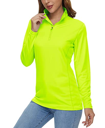 Uv Shirts For Women Long Sleeve Shirts Women Fall Shirts For Women Casual Running Shirts Workout Shirts Athletic Shirts Tunics For Women Fluorescent Green #TOP8