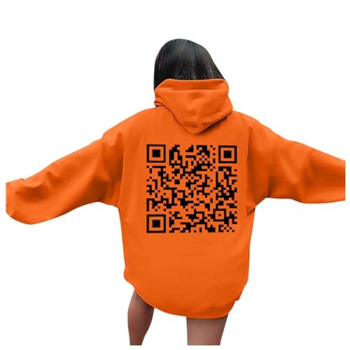 Image of Generisch Hoodie Printed Crew Neck Pullover for Women, Long Sleeve Pullover with Space Costume Women, orange, XXL