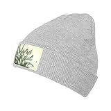 YYHHAOFA Natürliche Pflanzen-Silhouette, Farnblatt-Drucke, grau, warm, Strickmütze: weich, gute Elastizität, geeignet für den täglichen und Outdoor-Sport, grau, Einheitsgröße