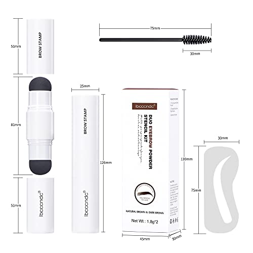 Meicoly Duo Eyebrow Stamp And Eyebrow Stencil Kit - Eyebrow Stamping For One Step Eyebrow Makeup, Dual Color Eyebrow Stick Powder,10 Reusable Brow Shaping Kit, Natural Brown&Dark Brown #TOP5