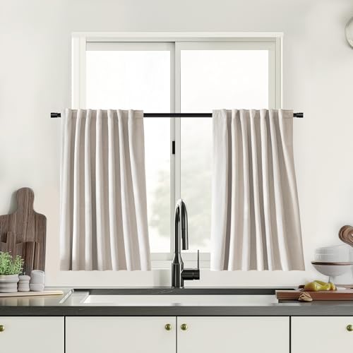 UHITECH Linen Textured Blackout Curtains for Small Window 45 Inch Long