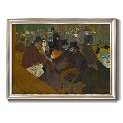 Renditions Gallery Abstract Wall Art Prints At The Moulin Rouge Wall Hanging Artwork by Henri de Toulouse-Lautrec for Bedroom Dining Living Room Office Home Kitchen Decor - 29X41 - Silver Framed - LT499