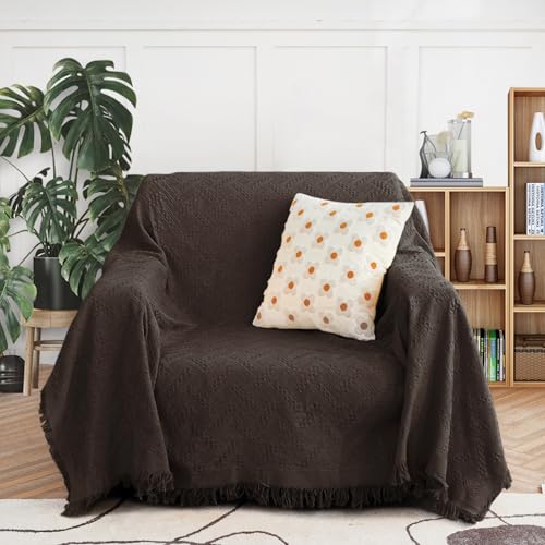 MEETSKY Sofa Covers Small Couch Cover Couch Slipcovers for Reclining Loveseat/Chair/Futon Washable Sofa Protector Decorative Modern Style for Living Room (71\"x 91\", Medium, Chocolate)