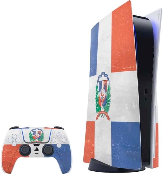 Skinit Decal Gaming Skin Compatible with PS5 Bundle - Jamaican Flag Dark Wood Design