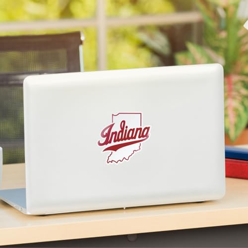 Image of Indiana University IU Hoosiers Script Indiana Over State of Indiana Weatherproof Vinyl Sticker Car Decal from Nudge Printing