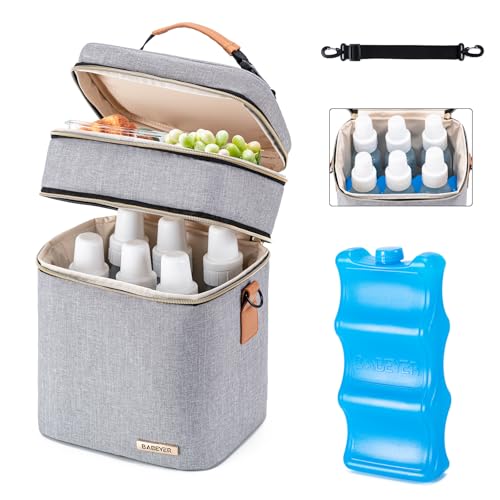 Image of BABEYER Breastmilk Cooler Bag with Ice Pack Fits 6 Baby Bottles Up to 9 Ounce