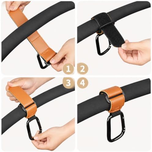 2-Pack Stroller Secure Hooks for Bags, Khaki — 사진 4