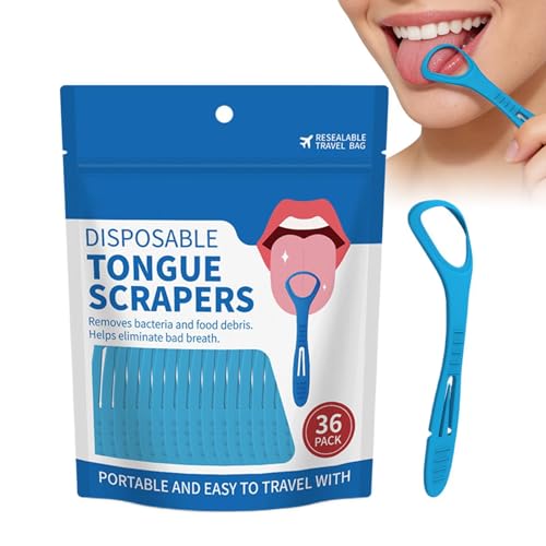 Raschietto linguale,Set di 36 raschietti linguali antiscivolo | Spazzolino Portatile per Cura del Cavo Orale | per famiglia, bambini, ragazze, colleghi, compleanni, feste, casa, viaggio