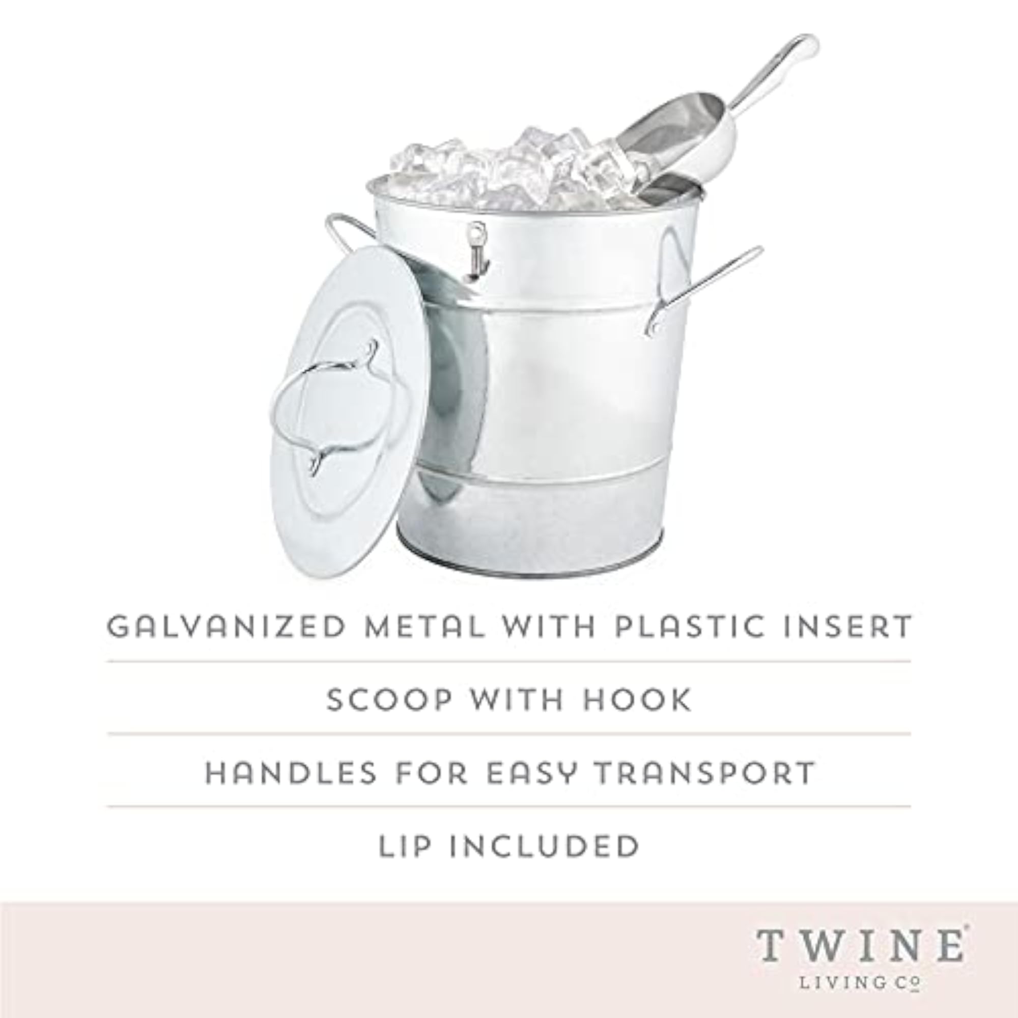 True Vino Country Home Galvanized Ice Bucket with Scooper