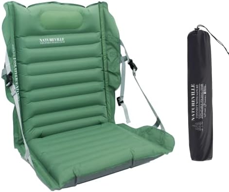NatureVille Inflatable Outdoor Chair, Lightweight-1.76lbs Camping Chair, Compact-Rolled & Fold to Portable Size,Comfortable-2.4” Air Cushion + Adjustable Back Strap + Anti-Puncture