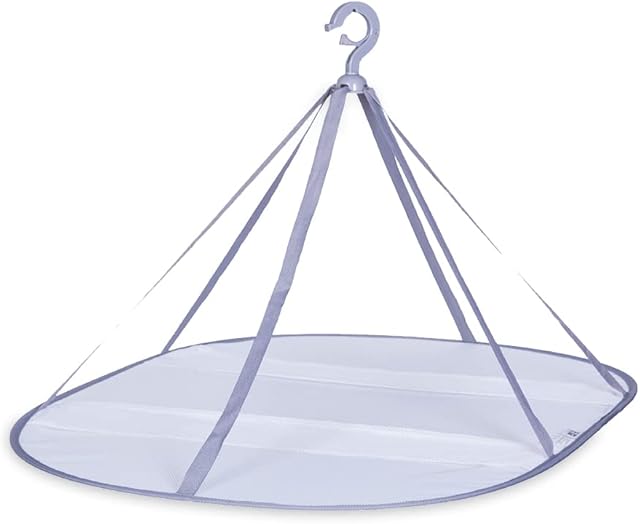 Folding Mesh Clothes Drying Rack, SNOMEL Windproof Sweater Cloth Dryer with Fixing Band, Collapsible Hanging Laundry Rack for Sweater, Outdoor, Indoor, Potable (1, 1 Tier)