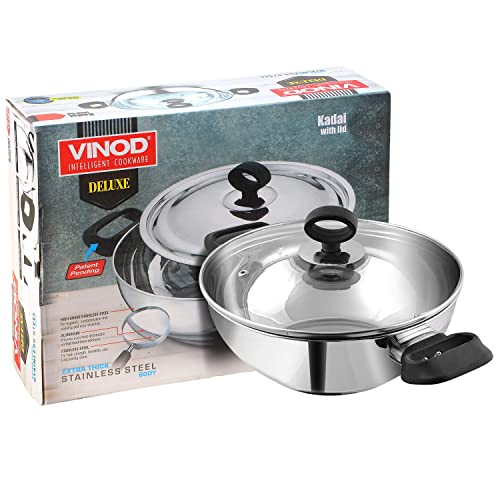 Vinod Deluxe Kadhai Wok de Acero Inoxidable con Tapa de Vidrio Templado miniatura 7