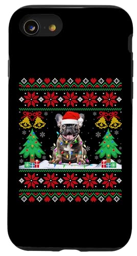 Custodia per iPhone SE (2020) / 7 / 8 French Bulldog Santa Hat Christmas Light Dog Lover Ugly Xmas