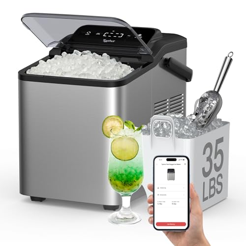 Image of Typhur Fast Nugget Ice Maker - Portable Pellet Ice Machine with Handle & WiFi Smart Control Countertop, 35lbs /24H, Self-Cleaning, Quiet Pebble Ice for Home, Office, RV, Camping