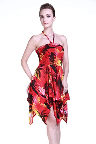 Image of Hawaii Hangover Family Matching Hawaiian Clothes, Sunset Red | Family matching Hawaiian outfits, Sunset Red, lightweight rayon, machine washable, tropical floral print, luaus, cruises