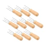 FONDOTIN 10 Stück Teiliges Set Corn The Cob Halter aus Edelstahl mit Dreizackigen Maisspießgabeln und Kleinen Holzgriffen Rutschfest für Grillfleisch Früchte Gemüse für Bbq Picknick