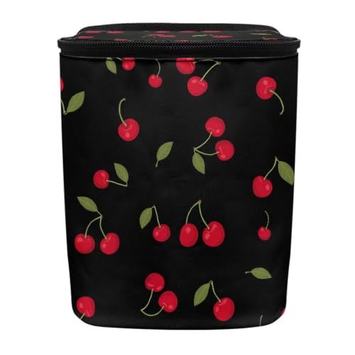 Image of Talayituse Cherry Leaf Print Car Trash Can with Lid, Leak Proof Auto Trash Bag Hanging Vehicle Garbage Can Multipurpose Storage Container for Back Seat Road Trip