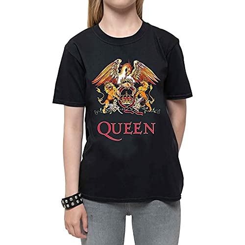 Image of Queen Childrens/Kids Classic Crest Cotton T-Shirt (11-12 Years) (Black)