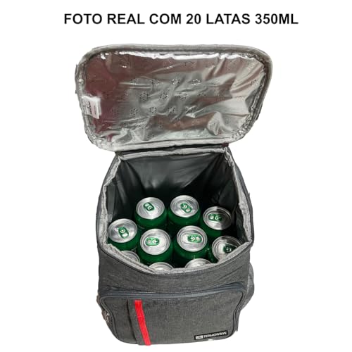 Mochila Térmica Bolsa Cooler Termowave Caixa Para Bebidas Praia Viagem Cor Preto (Cinza)