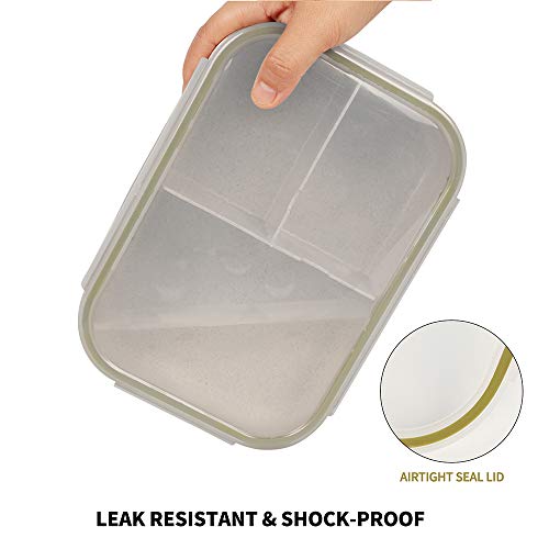 Uptrust Bento Lunch Container For Kids, Bento Adult Box With 3 Compartment. Leak-Proof, Microwave Safe, Dishwasher Safe, Healthy Bpa Free, Lightweight Easy To Carry And Store (Spoon Included, Green) #TOP3