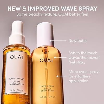 OUAI Wave Spray Bundle - Texture Spray for Hair with Coconut Oil & Rice Protein - Adds Texture, Volume & Shine for Beach Waves - Paraben Free, Safe for Color Treated Hair (2 Count, 3 Oz/6 Oz)