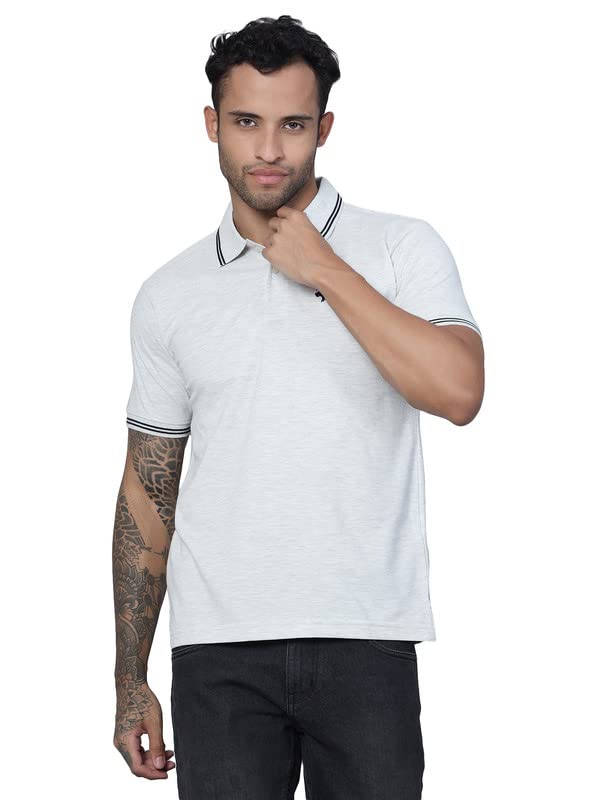 cantabil T-Shirt for Men l Breathable & Soft with Color Fastness Regular Fit Polo Neck Cotton Blend Fabric Solid Pattern-picture-18