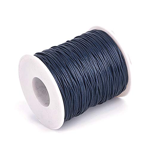 Craftdady 100 Yards 1mm Waxed Cotton Cord Macrame Bracelet Necklace Jewelry Making Waxed Beading Thread String (PrussianBlue)