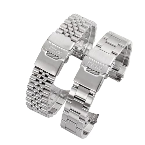 ROUREOX Masywny Pasek Zegarka Stal Nierdzewna 19mm 20mm 21mm 22mm Zakrzywione Końce, Metalowa Bransoleta dla Seiko SKX007 SKX009-3-Link 19mm
